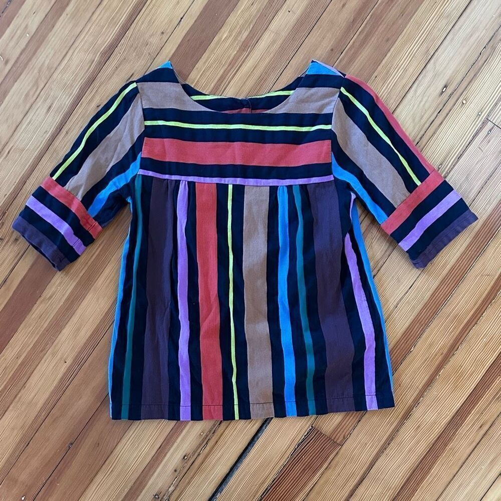 Ace & Jig Multicolor Striped Peasant Blouse (Blue, Teal, Maroon, Pink, Tan) - Picture 2 of 5